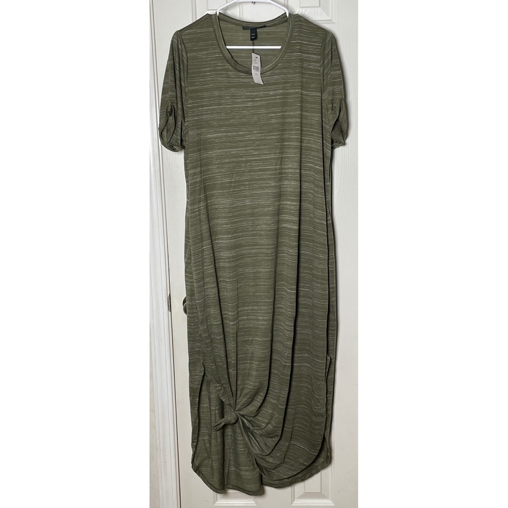 Lane Bryant Olive Green Space Dye Knot Front Maxi Dress 14/16 NWT